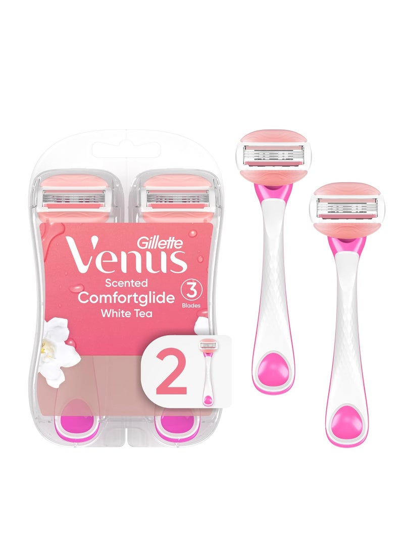Gillette Venus ComfortGlide White Tea Women's Disposable Razor, 2 Count - Image 1