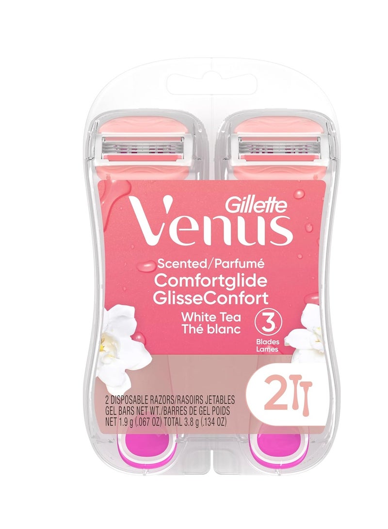 Gillette Venus ComfortGlide White Tea Women's Disposable Razor, 2 Count - Image 2