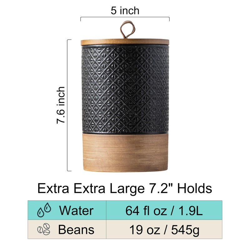 Miamolo Large Jar With Lid  Ceramic Coffee Container With Airtight Lids  Food Storage Containers  Kitchen Canisters For Countertop Coffee Bar Accessories Weeding Gift - Black & 64 Fl.Oz - Image 3