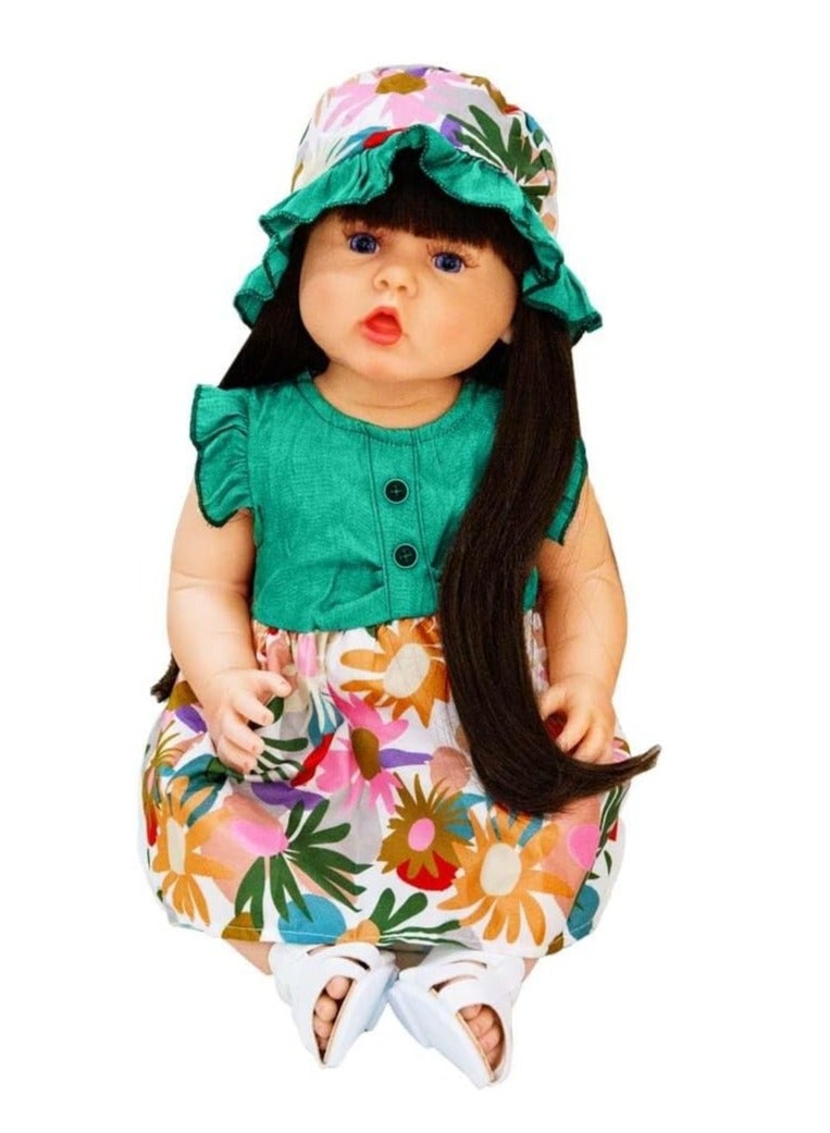 UKR Reborn Realistic Toy Doll – 21-Inch Lifelike Baby Doll (55 cm) with Soft Body, Magnetic Pacifier, Bottle & Diaper | Brunette Pretend Play Doll for Girls (XLarge) - Image 3
