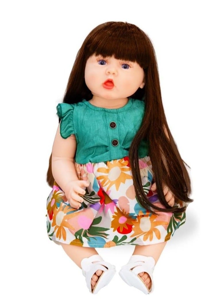 UKR Reborn Realistic Toy Doll – 21-Inch Lifelike Baby Doll (55 cm) with Soft Body, Magnetic Pacifier, Bottle & Diaper | Brunette Pretend Play Doll for Girls (XLarge) - Image 5