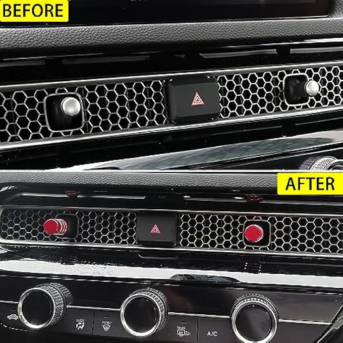 ريحني غطاء مقبض التهوية لملحقات هوندا سيفيك الجيل الحادي عشر 2022 2023 2024 لهوندا CRV 2023 2024 غطاء التحكم في التهوية غطاء رافعة التهوية المكيف وذراع فتحة التهوية حلقة مخرج الهواء 4 قطع أحمر - Image 4