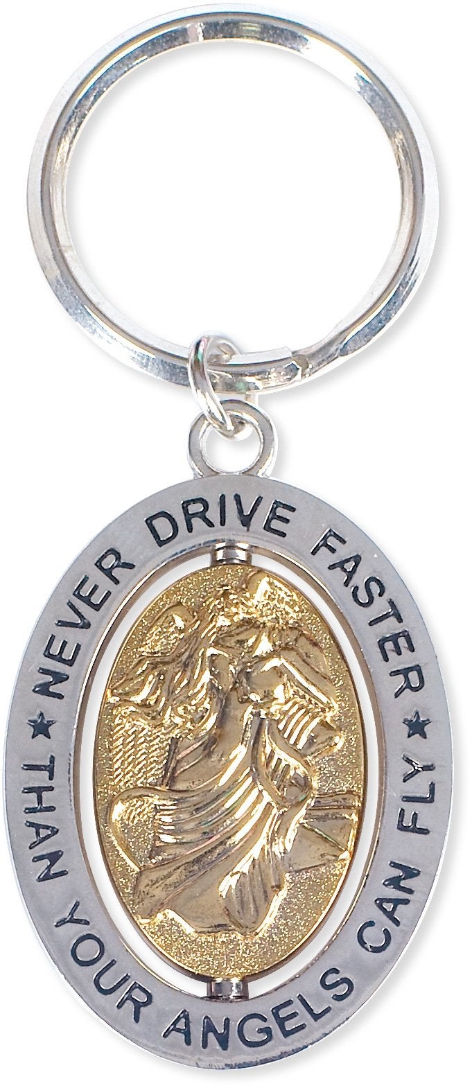 AngelStar Never Driver Faster Than Your Angles Can Fly Angel Key Chain Silver 125 x 025 x 3