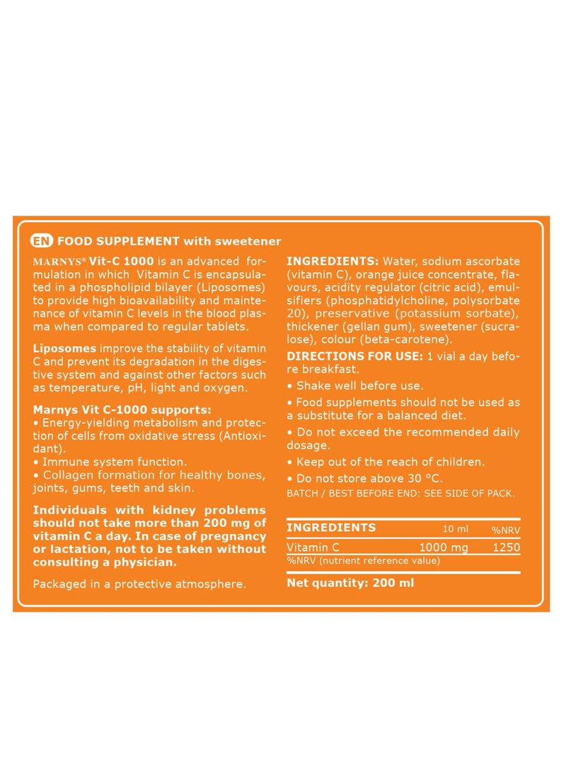 MARNYS - Marnys Vit-C 1000 mg Liposomal - 20 Vials - Image 1