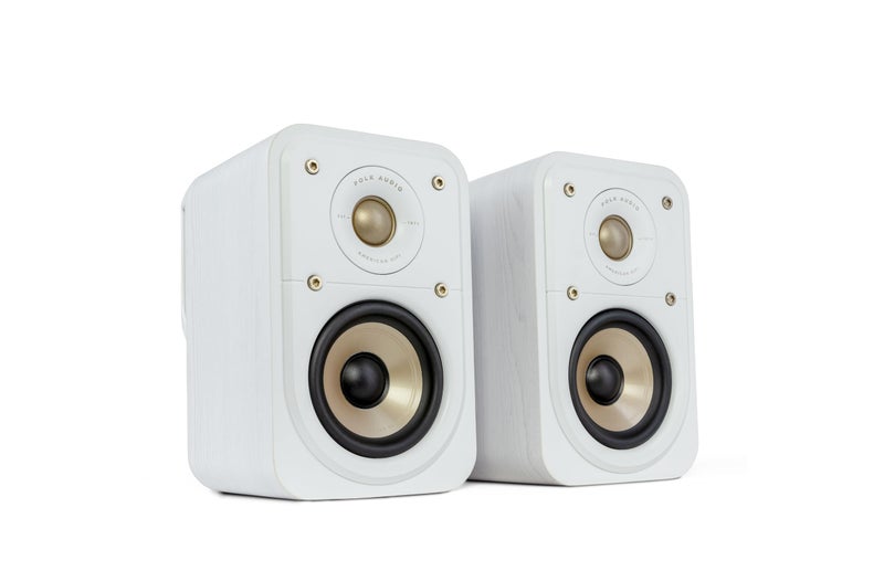 Polk Audio Polk Signature Elite ES10 Surround Loudspeaker - Hi-Res Audio Certified, Dolby Atmos & DTS:X Compatible, 1" Tweeter & 4" Woofer, Power Port Technology for Effortless Bass (Pair, Elegant White-Washed) - Image 1