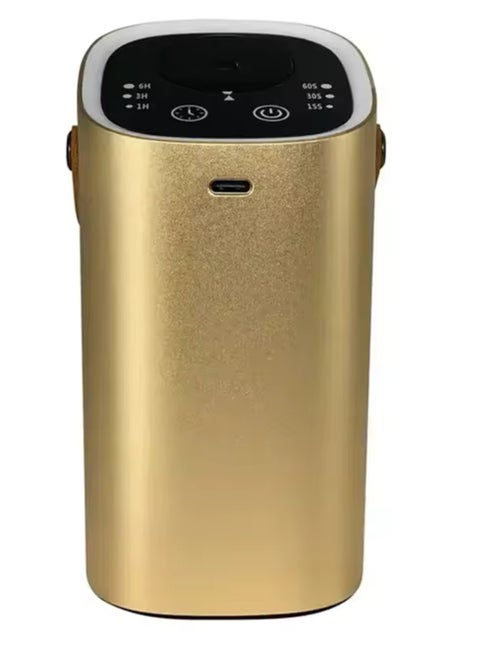 Portable USB Car Aromatherapy Diffuser Gold, Intelligent Touch Screen, Waterless Aroma Machine for Automatic Relaxation, Car Charger Compatible, Compact Design for Easy Use