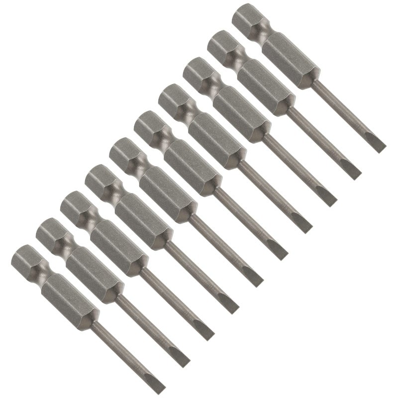 LDEXIN 10 Pcs SL3 Magnetic Slotted Screwdriver Bits S2 Steel Flat Head Screwdriver Bits with 14 Inch Hex Shank 2 Inch Length