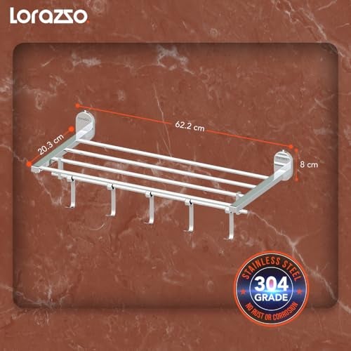 Lorazzo Towel Rack (Meta Collection) | Stainless Steel 304 | Bathroom Accessories | Towel Holder | Towel Rod for Bathroom | Towel Rod | Chrome Finish | Sleek Design Towel Hanger for Bathroom - Image 4