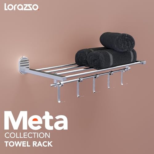 Lorazzo Towel Rack (Meta Collection) | Stainless Steel 304 | Bathroom Accessories | Towel Holder | Towel Rod for Bathroom | Towel Rod | Chrome Finish | Sleek Design Towel Hanger for Bathroom - Image 2