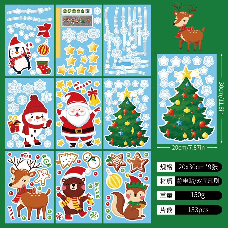 Christmas Glass Stickers Christmas Series Stickers Shopping Mall Glass Door And Window Decoration Static Stickers - Image 1