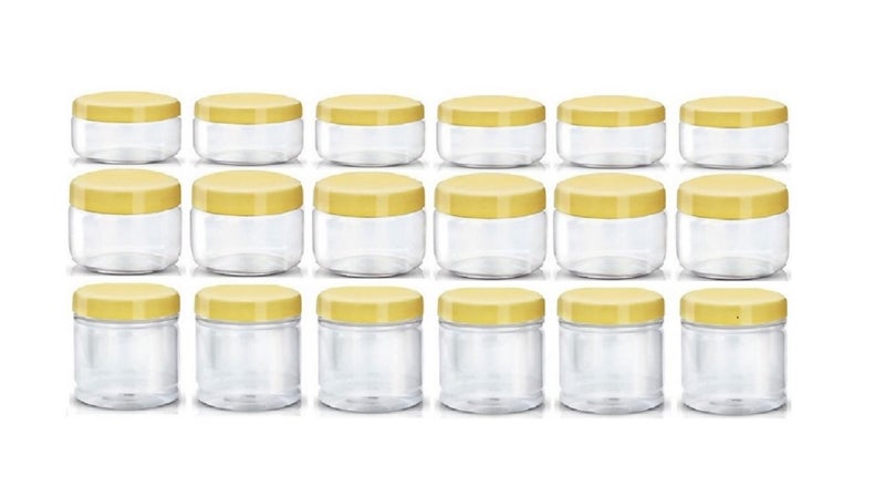 Sunpet Sunpet 103600-18 Plastic Jar - 150 ml, 200 ml, 250 ml, 18 Pieces, Clear 