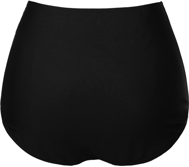 COCOPEAR Women's High Waisted Full Coverage Bikini Bottom Ruched Bathing Suit Bottoms for Women Tummy Control Swim Bottoms Black XL - Image 3