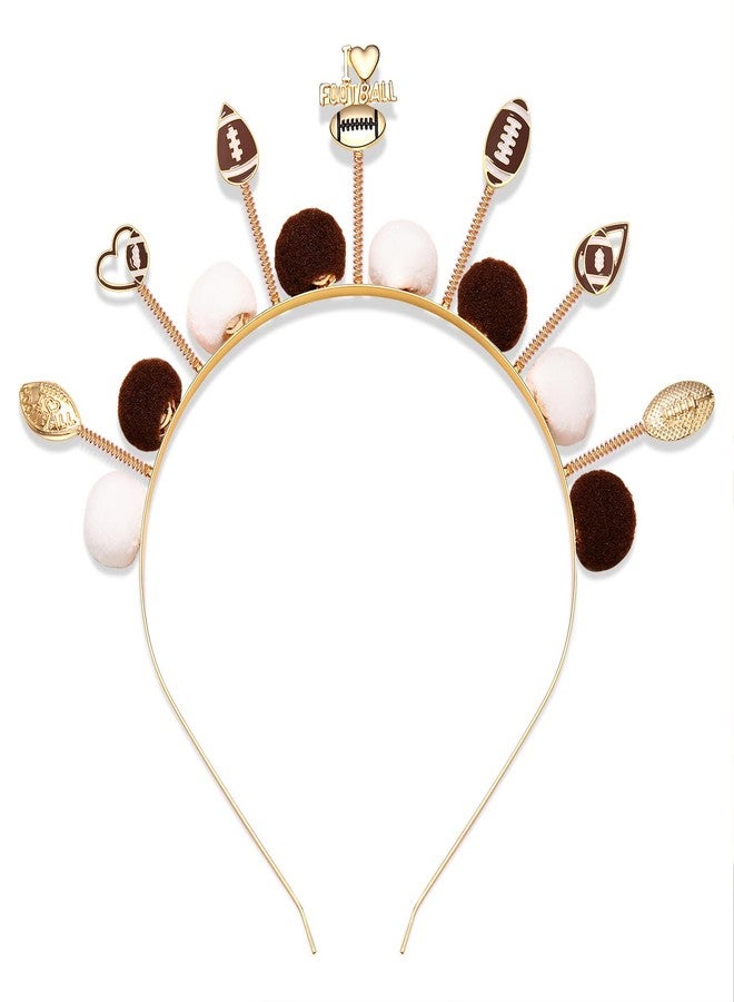 boderier Game Day Sports Hairband Hair Accessories for Women,Football Baseball Headband Head Bopper Pompom Tiara Headband (Football Heart) - Image 1