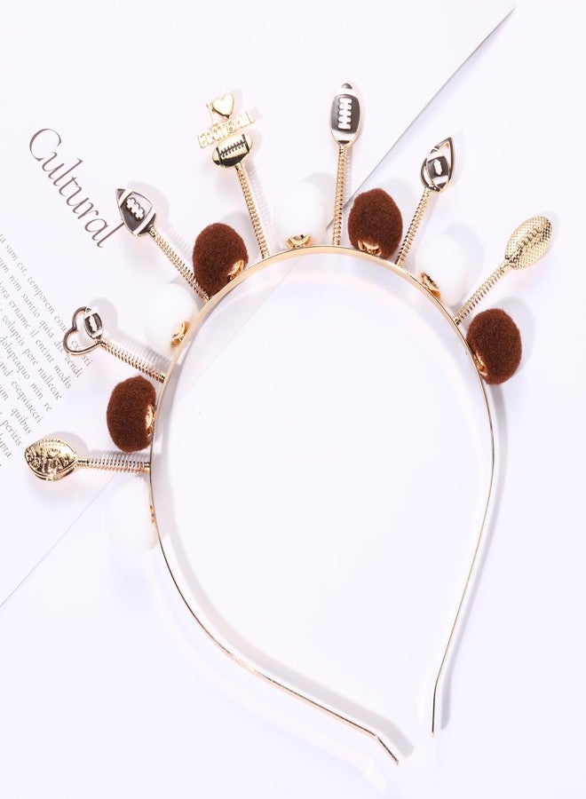 boderier Game Day Sports Hairband Hair Accessories for Women,Football Baseball Headband Head Bopper Pompom Tiara Headband (Football Heart) - Image 2