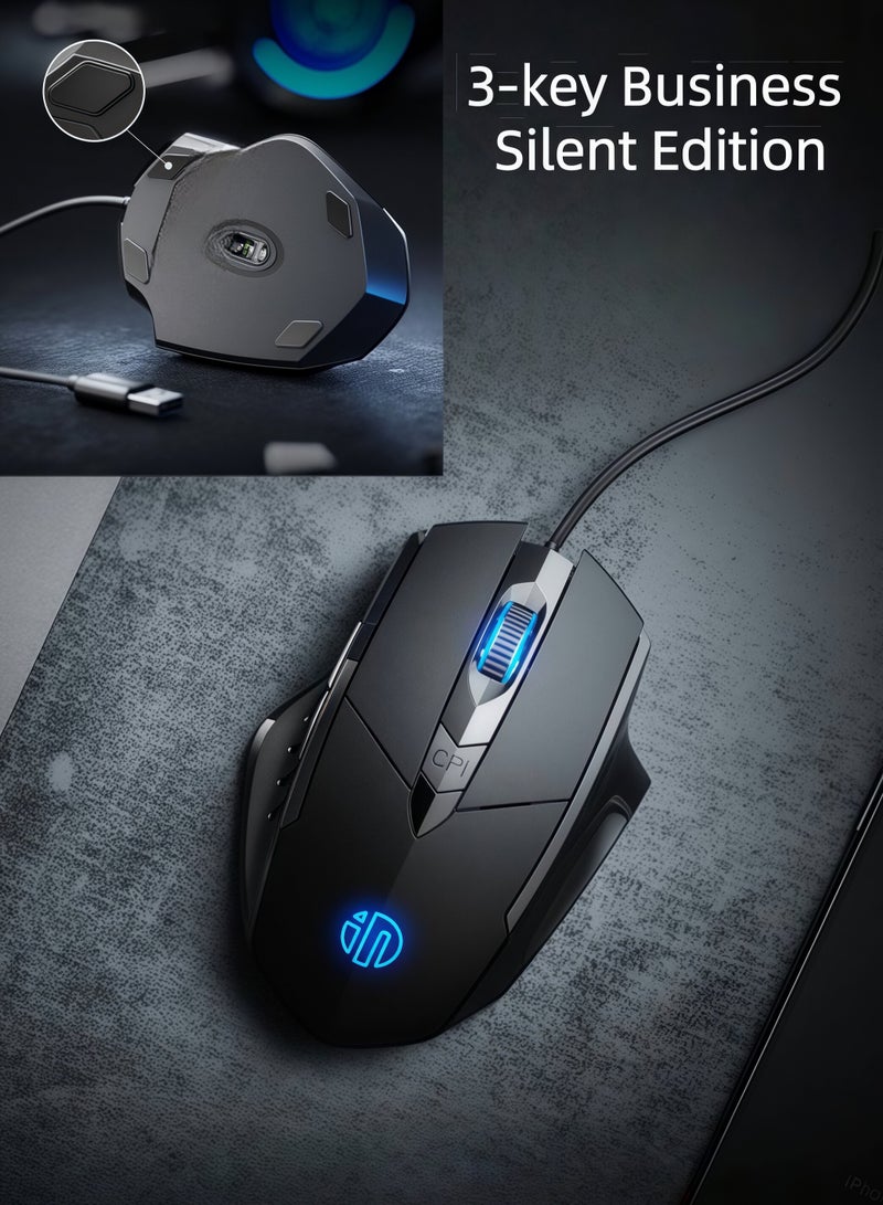 Silent wired mouse: non-slip, wear-resistant, precise control for peace of mind.  - Image 1
