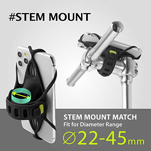 BONE حامل الهاتف للدراجات BONE】 Bike Tie Pro 4 لحمل الهاتف للدراجات، حامل هاتف للدراجات لتثبيته على الساق، يناسب الهواتف المحمولة من 4.7" إلى 7.2"، حامل هاتف خفيف للغاية للدراجات النارية، مصمم لملحقات الدراجات الهوائية - أسود - Image 3