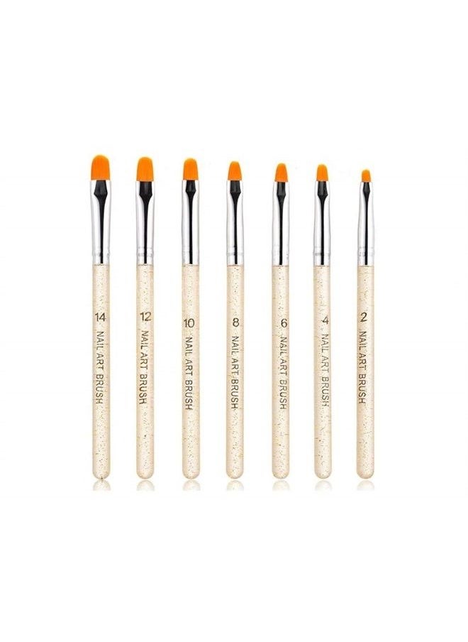 Aoshang 7Pcs Uv Gel Nail Brush, Poly Extension Gel Brush, Nail Art Tips Builder Brush Nail Painting Brush Pen Set(No.2/4/6/8/10/12/14) 