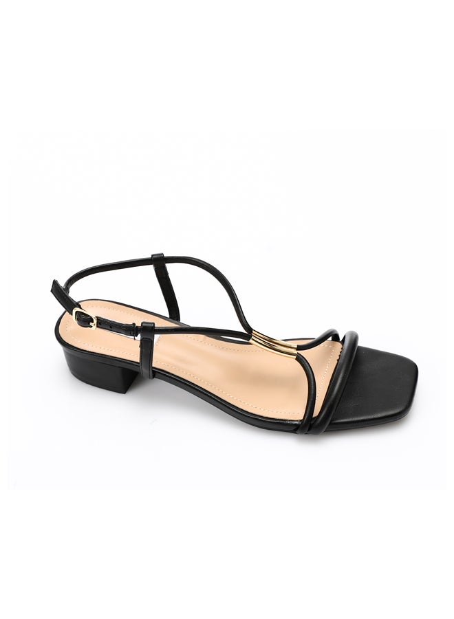 DejaVu Black Strappy Mid Heel Sandals  - Image 5
