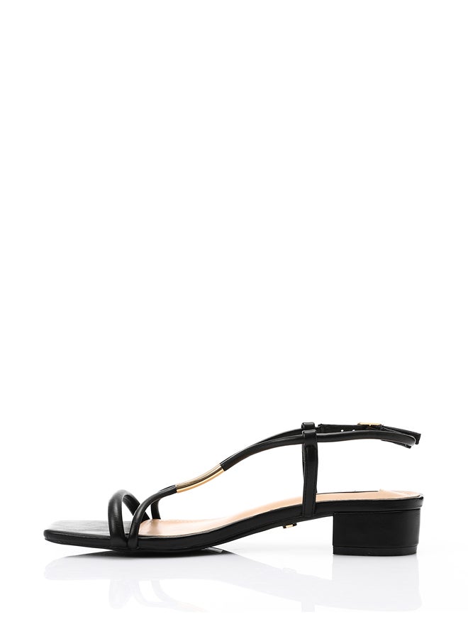 DejaVu Black Strappy Mid Heel Sandals  - Image 3
