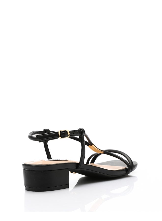DejaVu Black Strappy Mid Heel Sandals  - Image 2
