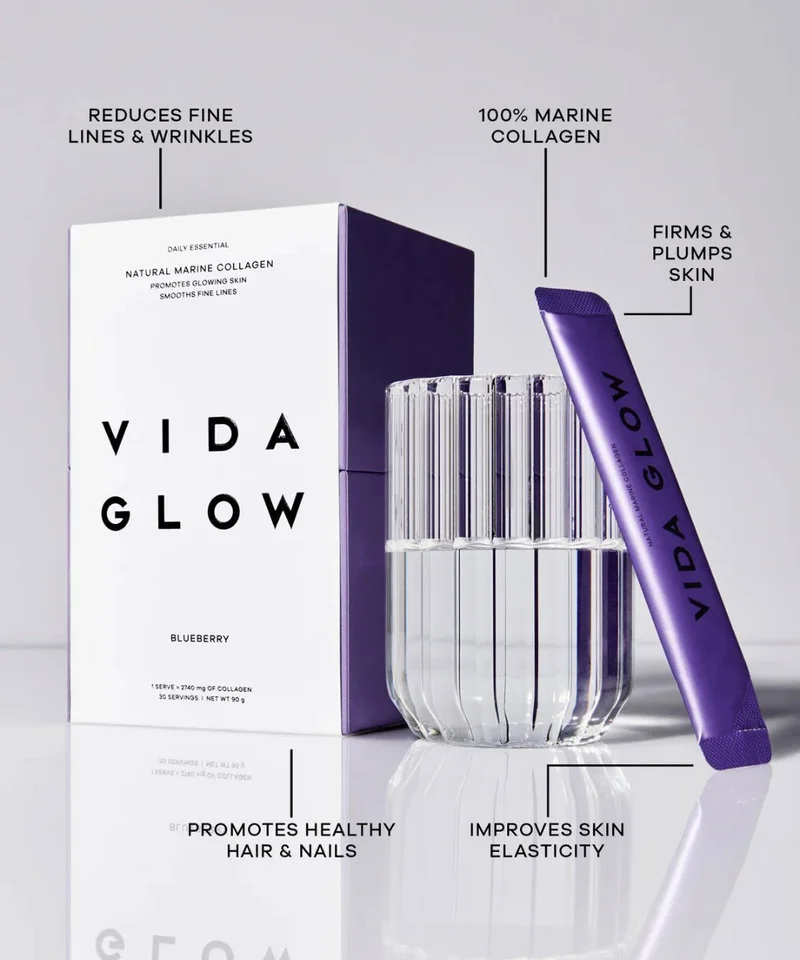 Vida GLOW Natural Marine Collagen Sachets Blueberry