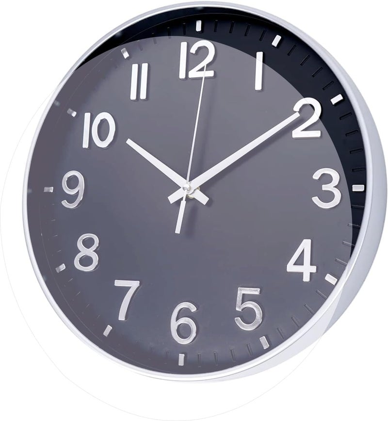 TEKCOOL Plastic Digital Wall Clock 12" Silent Quartz Decorative Latest Non-Ticking Classic Clock Battery Operated Round Easy to Read for Room/Home/Kitchen/Bedroom/Office/School (Navyblue). - Image 3