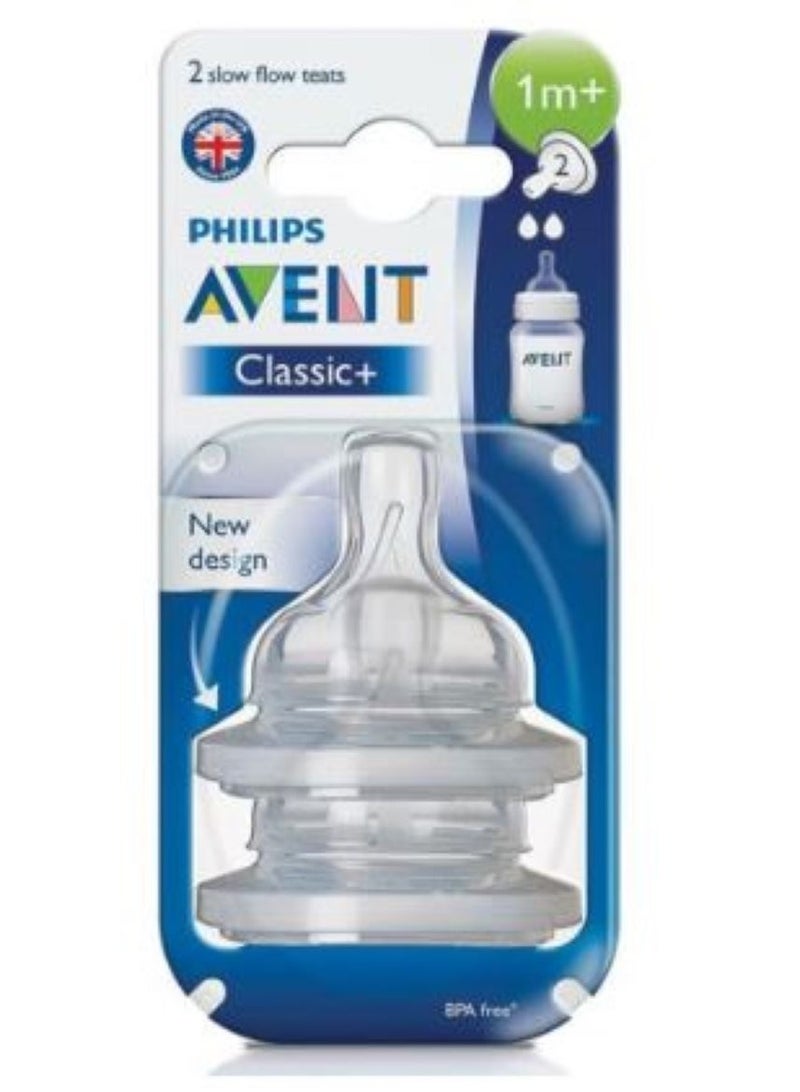 Avent Classic Nipples, 2 pieces + 1 month, 2 holes - Image 1