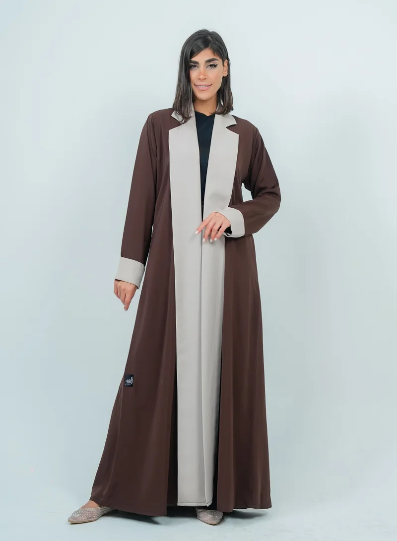 Rosette Abaya  Abaya with warm brown refined beige design detailing for Women | Best Price UAE
