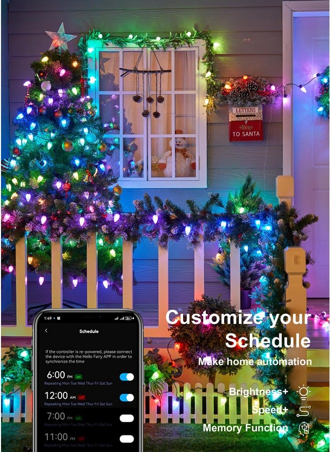 برايتاون أضواء LED C9 لعيد الميلاد في الهواء الطلق من Brightown، 100 مصباح LED RGB ذكي لشجرة عيد الميلاد مع مزامنة الموسيقى والتحكم في التطبيق بنفسك، أضواء C9 مقاومة للماء وقابلة للتوصيل للمنزل والفناء الداخلي وديكور عيد الميلاد  - Image 4