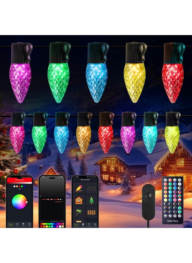 برايتاون أضواء LED C9 لعيد الميلاد في الهواء الطلق من Brightown، 100 مصباح LED RGB ذكي لشجرة عيد الميلاد مع مزامنة الموسيقى والتحكم في التطبيق بنفسك، أضواء C9 مقاومة للماء وقابلة للتوصيل للمنزل والفناء الداخلي وديكور عيد الميلاد  - Image 1