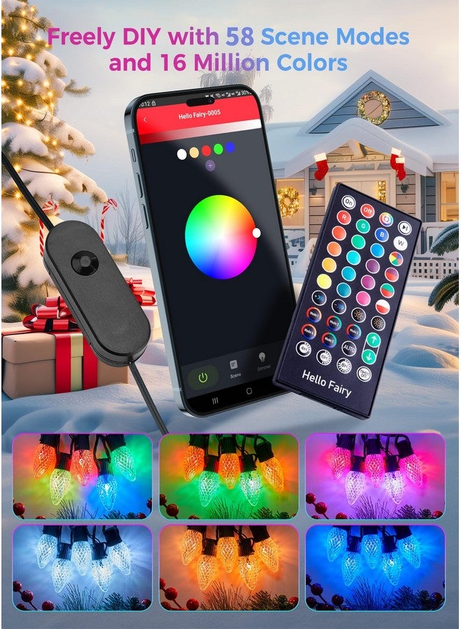 برايتاون أضواء LED C9 لعيد الميلاد في الهواء الطلق من Brightown، 100 مصباح LED RGB ذكي لشجرة عيد الميلاد مع مزامنة الموسيقى والتحكم في التطبيق بنفسك، أضواء C9 مقاومة للماء وقابلة للتوصيل للمنزل والفناء الداخلي وديكور عيد الميلاد  - Image 3
