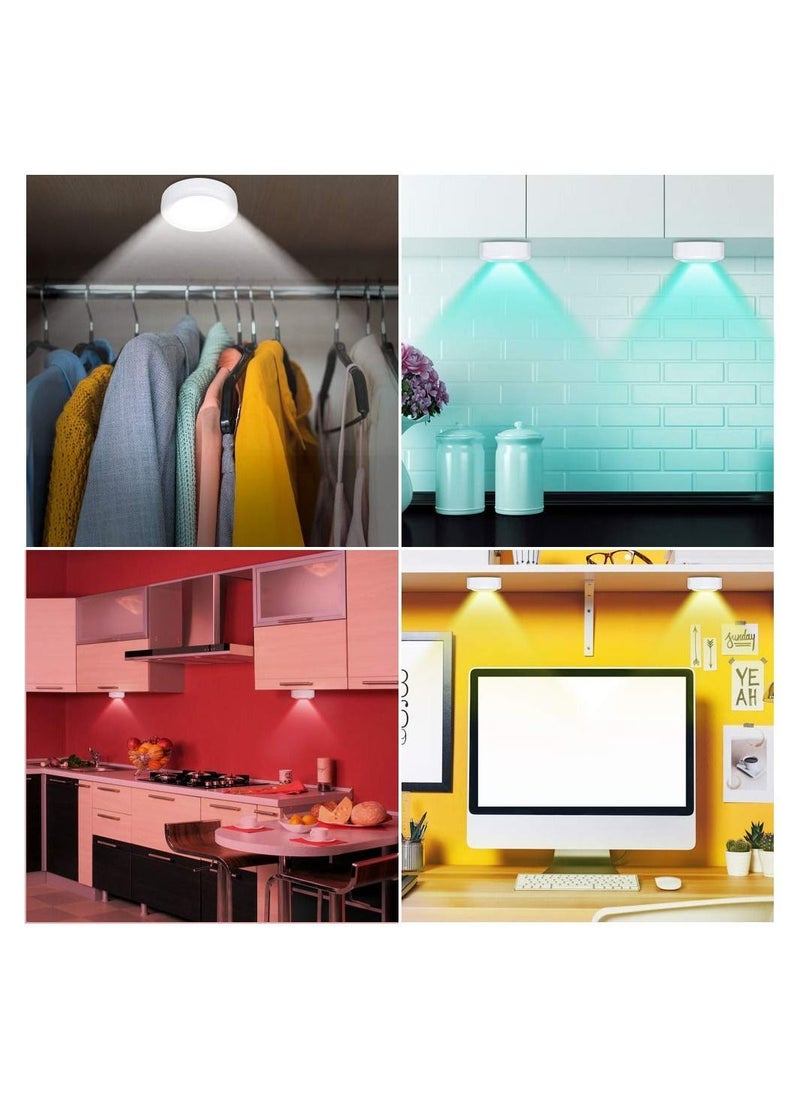 Y&D - 6 Pack Puck Light with 2 Remote Control, RGB 13 Colors Changing LED Wireless Under Cabinet Lighting Push Lights Closet Battery Powered Counter 3 AA - Image 1