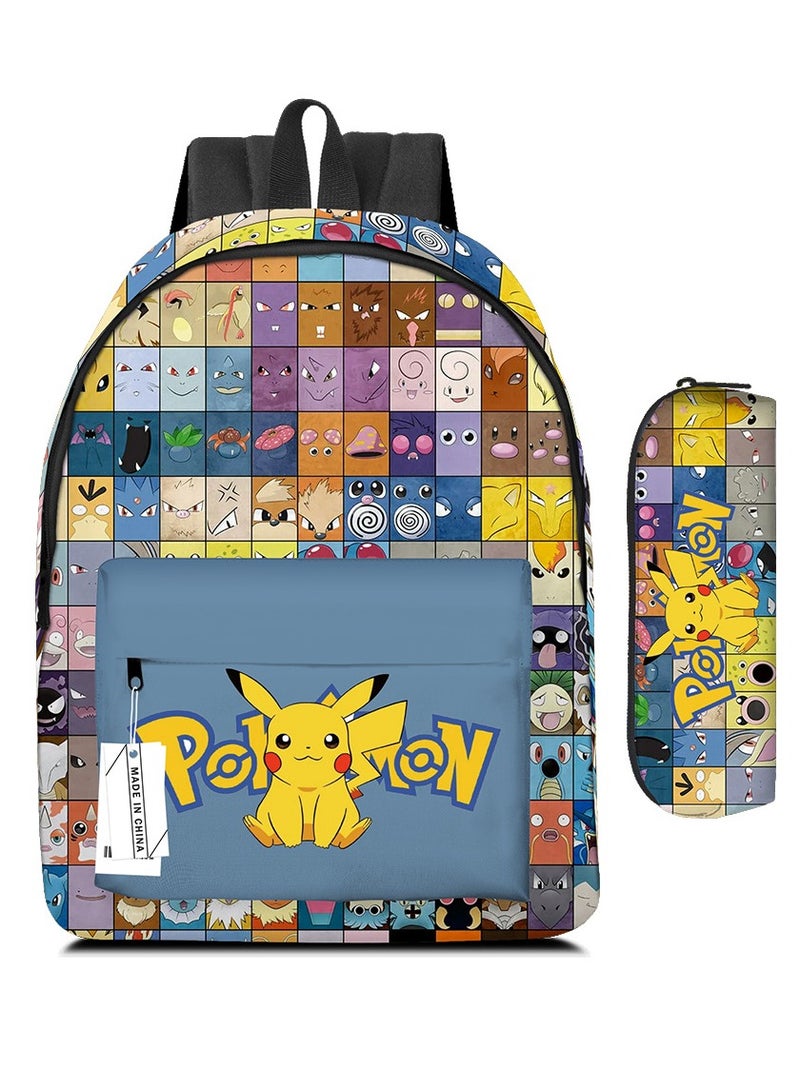 Universal male and female anime backpack two-piece set, student backpack, pencil case, lunch bag