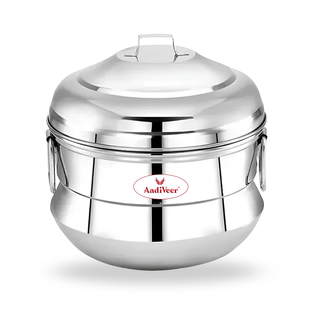 AadiVeer Stainless Steel Idly CookerIdly MakerIdly Pot With SteamerDhokla Plate 2 Idli Plates 9 Idlies Gas Stove Induction Compatible Dia 215cm
