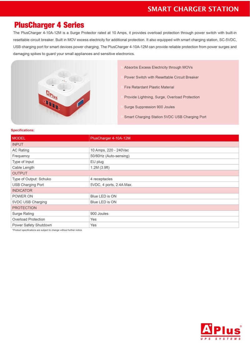 APLUS - Home Appliance Surge Protector 10A surge protector, provides overload protection with power switch with resettable battery breaker. - Image 1