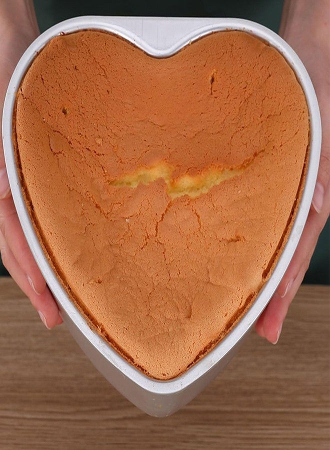 GRIRIW Heart Cake Pans Set 6.02X5.82X2.08 Inch Aluminum Alloy Mini Heart-Shaped Baking Mold with Removable Bottom Non-Stick Surface for Valentine Day Desserts 2 Pack - Image 4