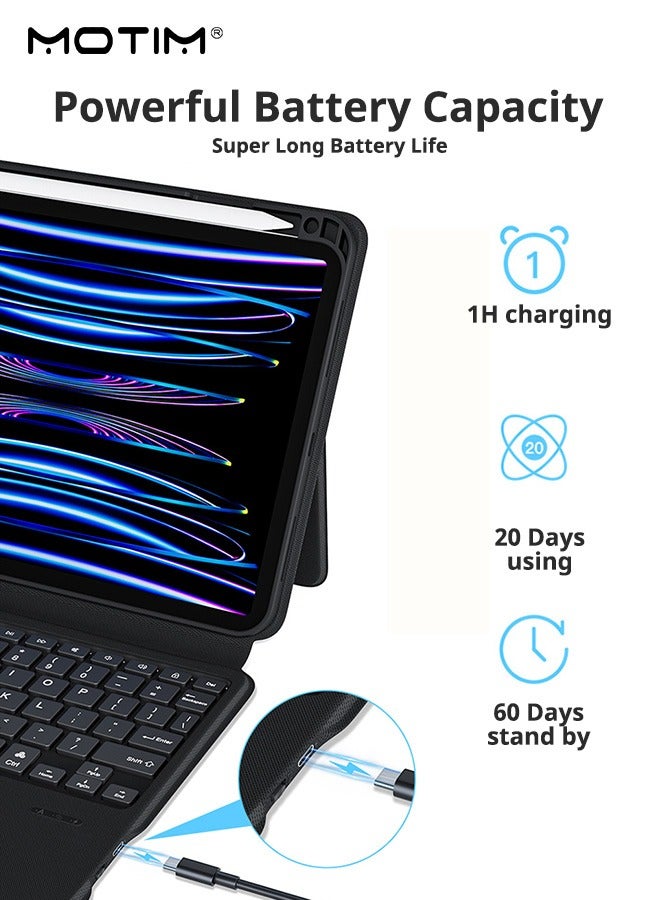 Motim iPad Air 11 inch Keyboard Case (M3/M2, 2025/2024)iPad Pro 11"/Air 5th/4th Gen 10.9", iPad Backlit Keyboard Case with Detachable Magnetic Stand, Portrait/Landscape View Modes, Rotatable Screen, Multi-Touch Trackpad - Image 3
