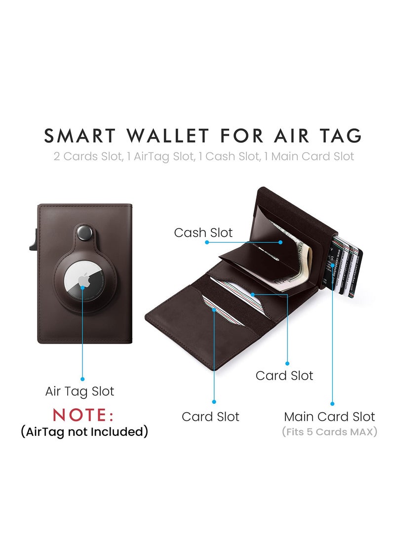 Generic - AirTag Wallet, Trackable Wallet with AirTag Holder, RFID-Blocking Minimalist Leather Wallet, Slim Leather Airtag Wallet, Men and Women, Smart Wallet, AirTag Not Included (Mocha) - Image 1