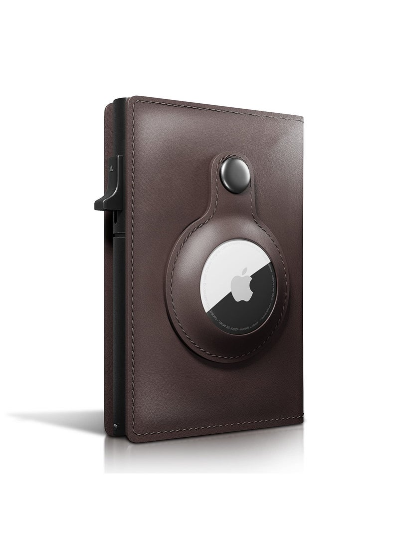 Generic - AirTag Wallet, Trackable Wallet with AirTag Holder, RFID-Blocking Minimalist Leather Wallet, Slim Leather Airtag Wallet, Men and Women, Smart Wallet, AirTag Not Included (Mocha) - Image 1