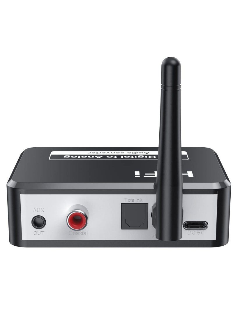 SYOSI - 192khz Digital to Analog Audio Converter, 5.2 Bluetooth Receiver Dac Wireless Audio Adapter with OpticalCoaxial to 3.5mm Audio Output for Ps3 Ps4 Dvd Apple Tv Home Cinema - Image 1