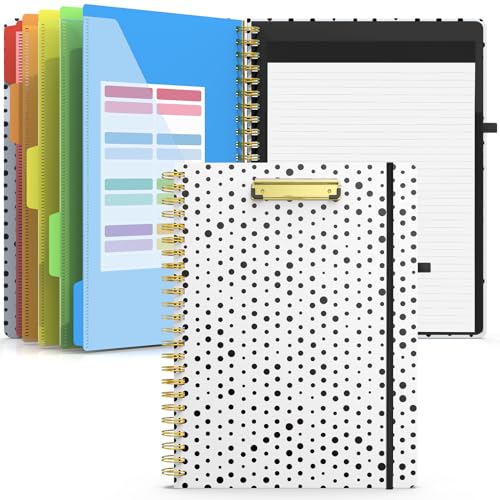 Sooez Clipboard with Refillable Notepad Clipboard Folder with 10 Storage Pockets for Letter Size Spiral Clipboard Notebook Cute Portfolio for School Office Nursing - Image 1