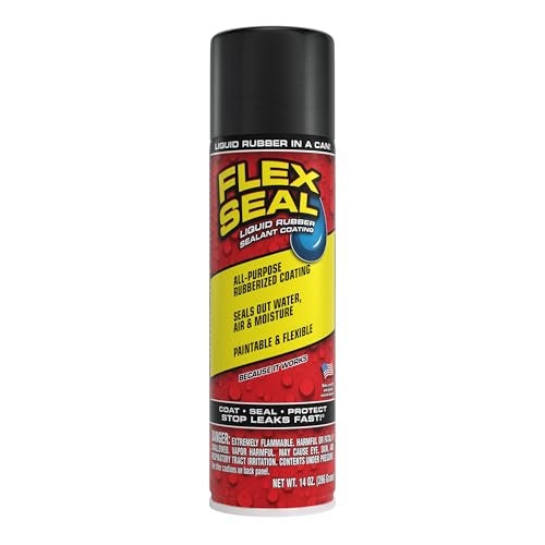 Flex Seal, 14 oz, Black, Stop Leaks Instantly, Waterproof Rubber Spray On Sealant Coating, Perfect for Gutters, Wood, RV, Campers, Roof Repair, Skylights, Windows, and More - Image 1