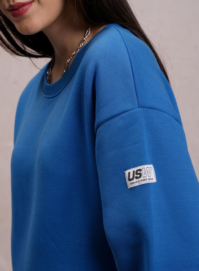 Tokyo Talkies Relaxed Fit Crop Sweatshirt with Patch Detail by Styli - Image 5