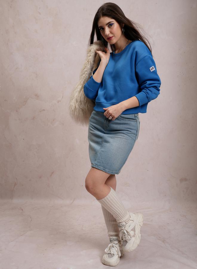 Tokyo Talkies Relaxed Fit Crop Sweatshirt with Patch Detail by Styli - Image 2