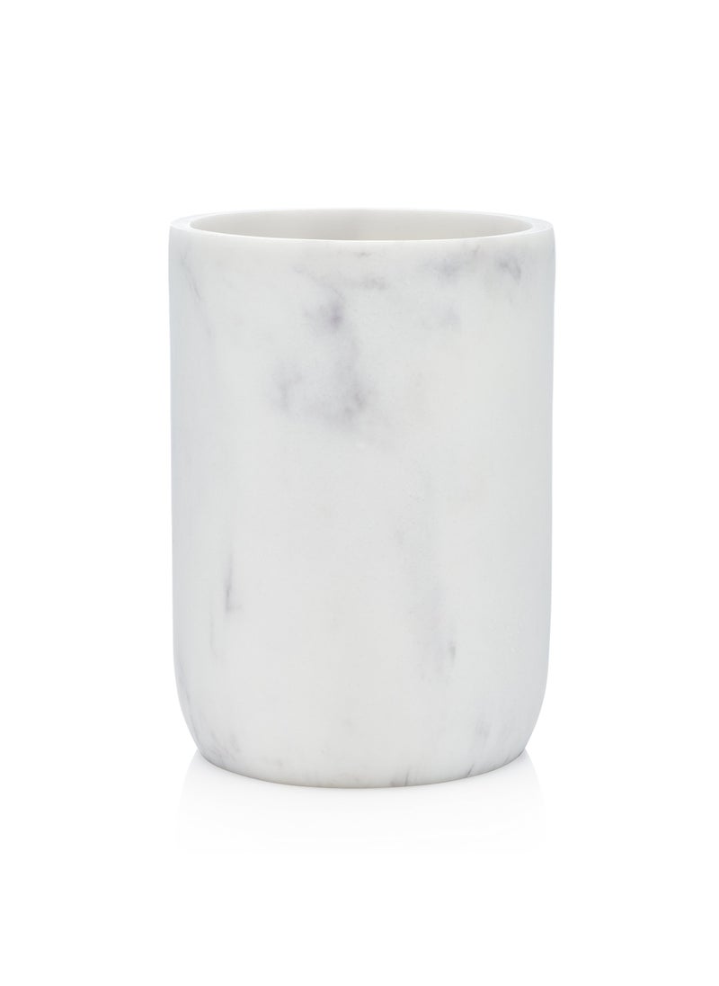 Essentra Home Essentra Home Blanc Collection White Bathroom Tumbler Cup for Vanity Countertops Also Great As Pencil Pen Holder and Makeup Brush Holder 