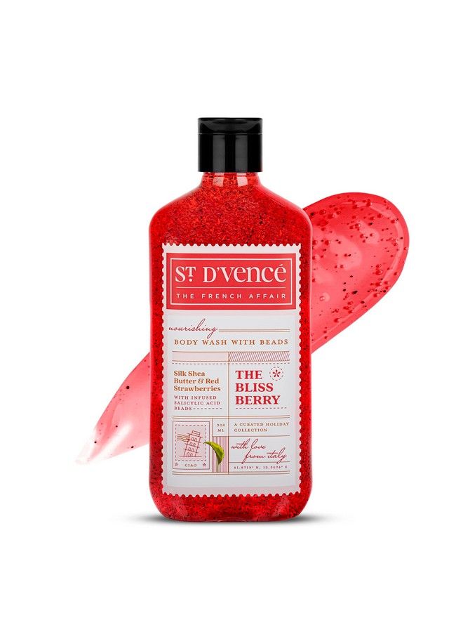 ST. D'VENCÉ St. D’Vence The Bliss Berry Body Wash With Strawberries Shea Butter And Salicylic Acid Beads (300Ml); Sls And Parabens Free; Fights Body & Back Acne; Nourishing And Deep Cleansing Shower Gel - Image 1