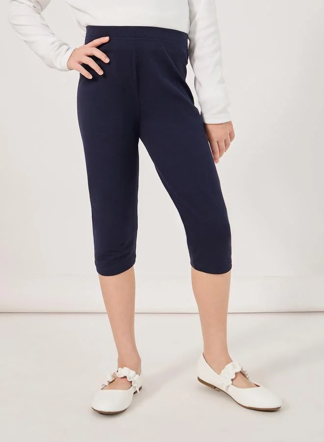 ستايلي Styli Solid Capri Leggings with Elastic Waistband