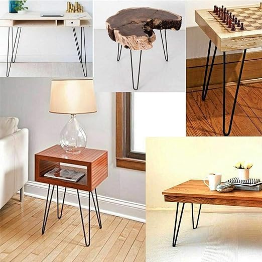 Ventuos ventuos New Town 30 Hairpin Legs Table Desk Bench Metal Legs Solid Iron Bar Baking Finish Hairpin Table Legs Black  - Image 5