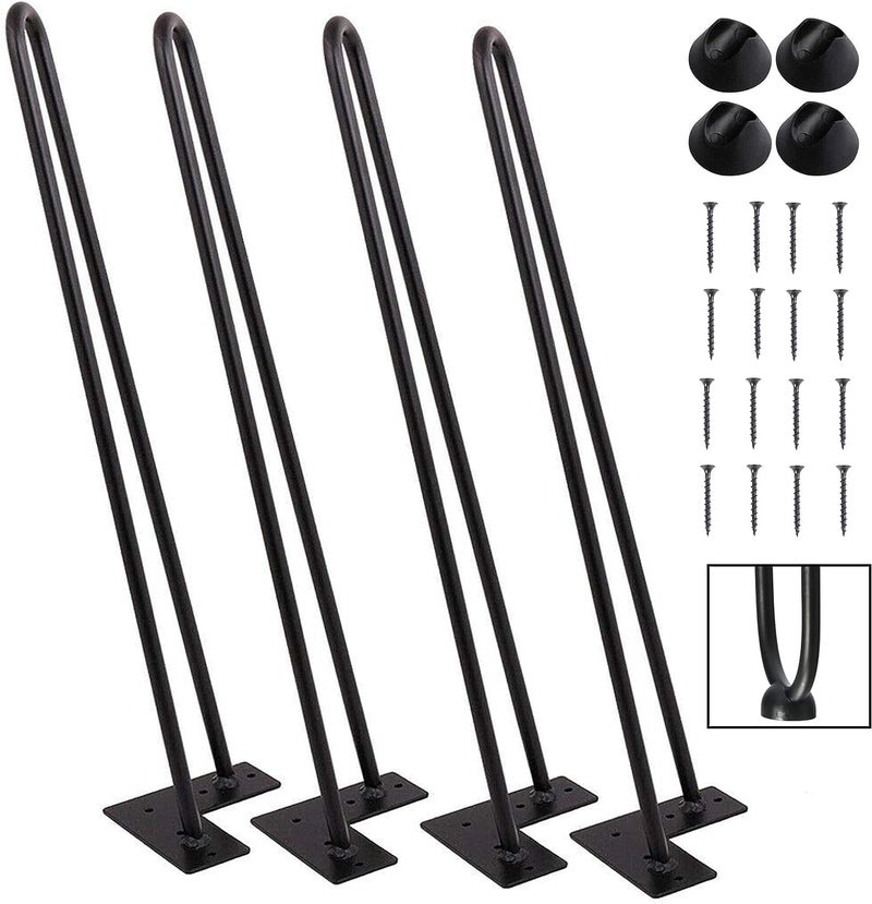 Ventuos ventuos New Town 30 Hairpin Legs Table Desk Bench Metal Legs Solid Iron Bar Baking Finish Hairpin Table Legs Black  - Image 1