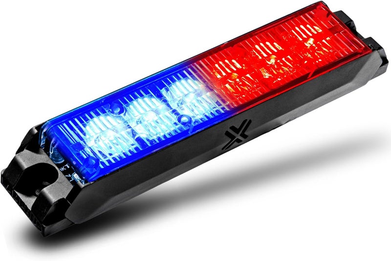 LAMPHUS NanoFlare 5" 6W Blue Red LED Surface Mount Police Grill Strobe Warning Lights [SAE Class 1] 12V Rectangle Grille Flashing Emergency Fire Light Head for Under Cover Vehicle Car Truck - Image 1